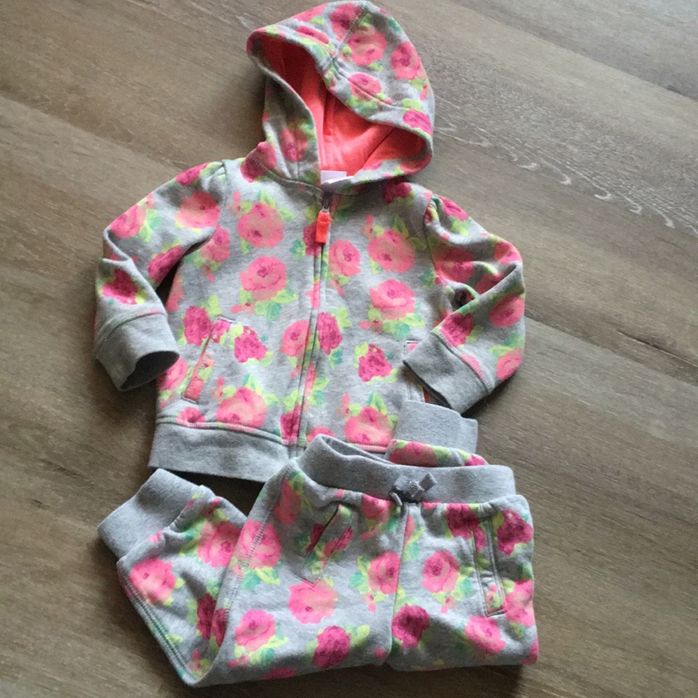 Floral Hooded Sweat Suit